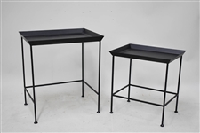 Two Iron Black Painted Occasional Tables