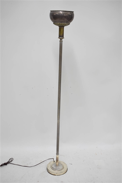 Tall Silver-Plated Brass Floor Lamp