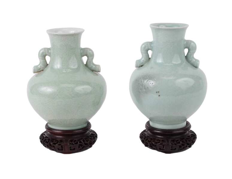 Two Qing Dynasty Celadon Vases
