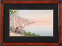 Gioacchino La Pira, Watercolor, Bay at Sunset