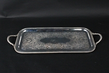 Double Handled Rectangular Silver Plated Tray