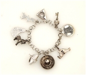 Sterling Silver Charm Bracelet With Nine Charms