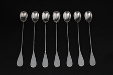 Seven Tiffany Sterling Silver Iced Tea Spoons