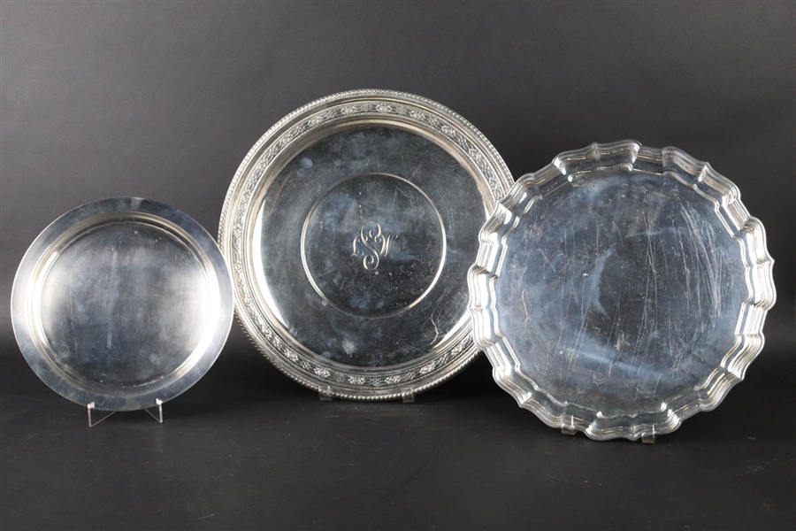 Three Assorted Sterling Silver Circular Trays