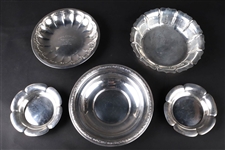 Five Sterling Silver Vintage Bowls