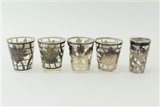 Set of Four Silver Overlay Shot Glasses