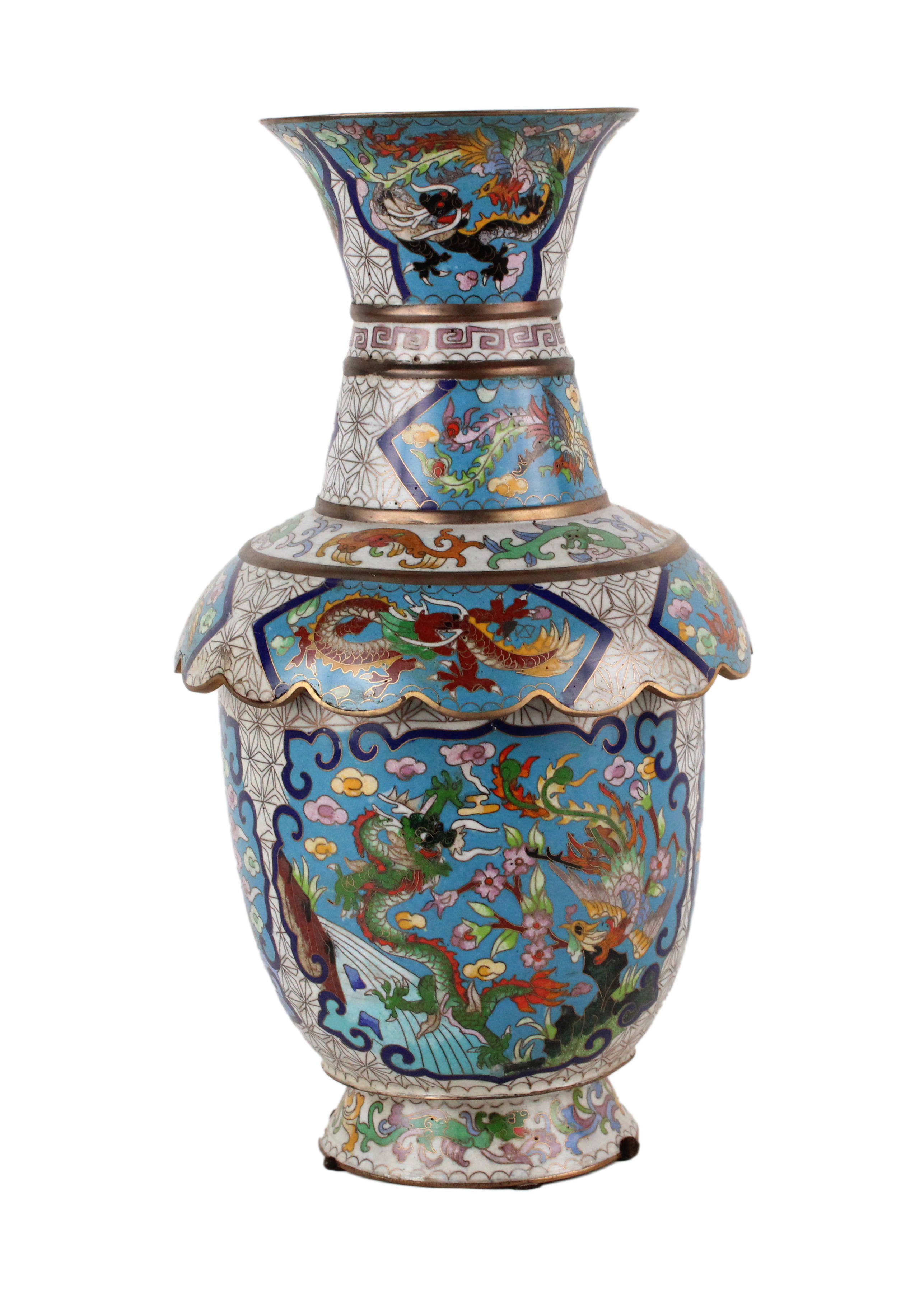 Lot Detail - Chinese Cloisonne Dragon Decorated Vase