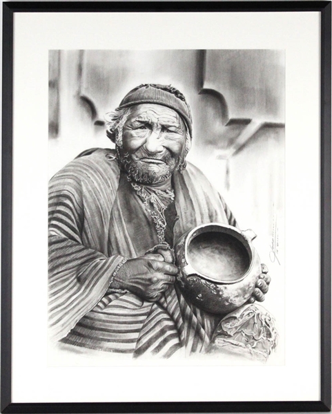 Print, Native American Man Holding Pot