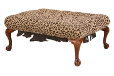 Ethan Allen Leopard-Upholstered Tufted Ottoman