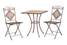 Wrought-Iron and Tile-Inset Bistro Set