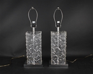 Pair of Modern Colorless Glass Table Lamps