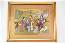 Japanese Painting on Board in Wood Frame