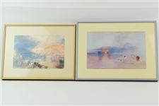 Two Framed Landscape Prints With Figures