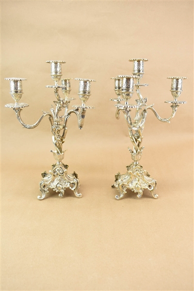 Pair of Rococo Style Four Light Candelabrums 