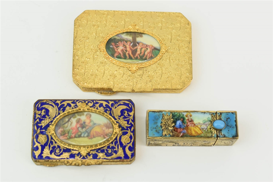Two Italian Vermeil Ladies Compacts