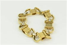 18K Yellow Brushed Gold Link Bracelet