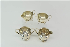 Two Sets of Sterling Silver Creamer & Sugar Bowls