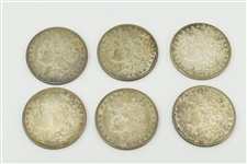Group of Six 1878 Assorted Morgan Silver Dollars