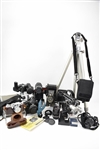 Collection of Vintage Cameras and a Movie Camera