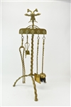 Wrought Brass Fire Tools and Stand