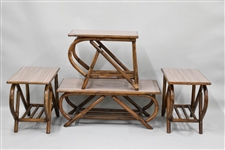 Vintage Four Piece Rattan Table Set
