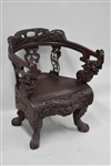 Asian Style Hardwood Carved Dragon Arm Chair