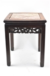 Chinese Hardwood Marble Top Side Table 