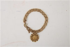 14K Yellow Gold Circular Link Charm Bracelet
