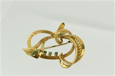 18K Brushed Yellow Gold Ribbon Brooch