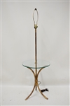 Faux Metal Bamboo Glass Top Lamp Table