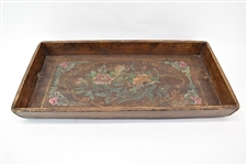Large Handmade and Handpainted Pine Folk Art Tray