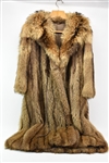 Womens Racoon Long Pointed Collar Fur Coat