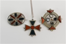 Victorian Scottish Silver Agate Maltese Cross Pin