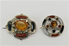 Victorian Scottish Silver Agate Oval Brooch