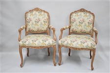 Pair of Louis XV Style Open Armchairs Fauteuil
