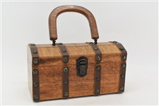 Dome Top Chest Shaped Vintage Wooden Handbag