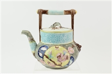 Majolica Teapot with Asian Motif