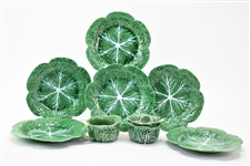 Group of Cabbage Majolica Table Items