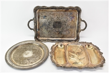 Three Assorted Silver Plated Serving Trays