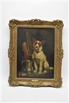 T. Earl 1863 Oil on Canvas of Dog Still Life
