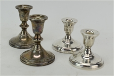 Two Pairs of Sterling Weighted Short Candlesticks