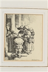 Rembrandt Van Rijn Beggars Etching Receiving Alms