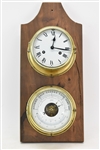 Vintage Schatz Brass Mounted Clock and Barometer