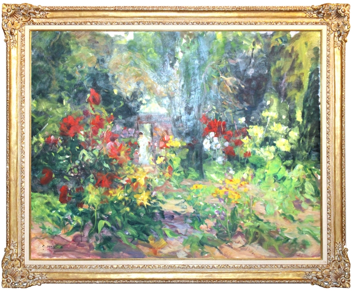 Gaston Sebire, Oil on Canvas "LEntree au Jardin"