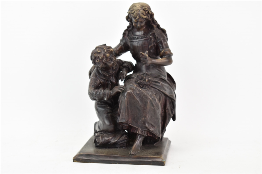 Patinated Bronze Sculpture of Mother and Child