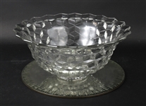 Large Molded Glass Punch Bowl
