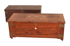 Two Metal Mounted Wood Blanket Chests