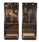 Two Tall Henredon Black Lacquer Cabinets