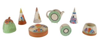 Eight Clarice Cliff Ceramic Table Articles