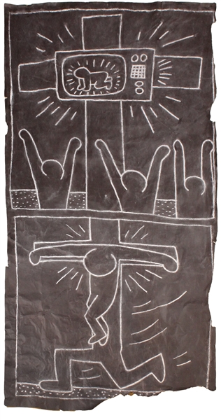 Keith Haring Subway Drawing "Modern Crucifixion"